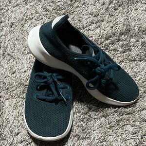 All Birds Dark Teal Knit Sneakers with White Soles